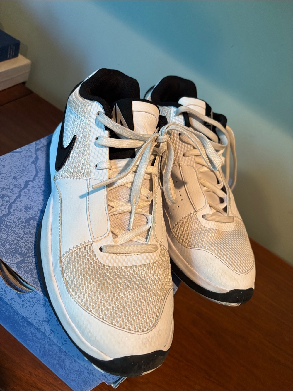 Nike White and Black Mesh Trainer Sneakers